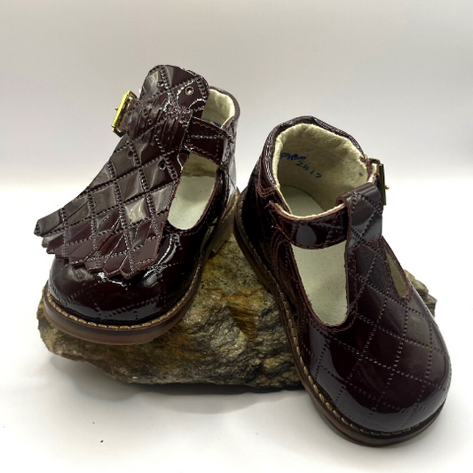 BABY GIRL BURGUNDY PATENT